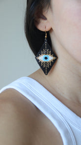 BLACK EVIL EYE EARRINGS